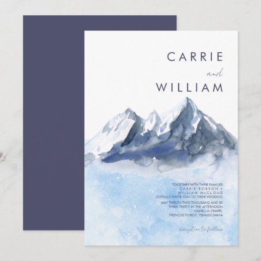 Invitation Modern Winter Mountain Pattern Wedding (Devant / Derrière)