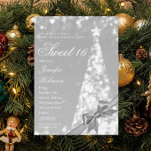 Invitation Modern Xmas Tree Ribbon Sweet 16 Birthday Party