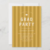 Invitation Modern Yellow Sporty Stripes Graduation Party (Devant)