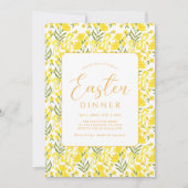 Invitation Modern Yellow Spring Floral Bow Easter Dinner (Devant)