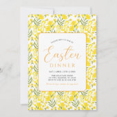 Invitation Modern Yellow Spring Floral Bow Easter Dinner (Devant)