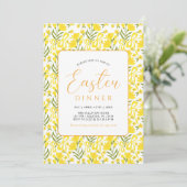 Invitation Modern Yellow Spring Floral Bow Easter Dinner (Debout devant)