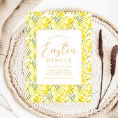 Invitation Modern Yellow Spring Floral Bow Easter Dinner