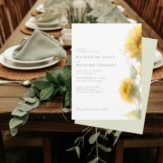 Invitation Modern Yellow Watercolor Sunflowers II