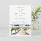 Invitation Moderna Moda acuarela Vineyard Boda paisajístico (Debout devant)