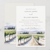 Invitation Moderna Moda acuarela Vineyard Boda paisajístico (Devant / Derrière)
