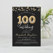 Invitation Moderne 100e anniversaire Script Balloon Streamers (Debout devant)
