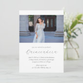Invitation Moderne 15 Anniversaire Quinceañera Photo Blanc (Debout devant)
