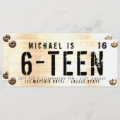 Invitation MODERNE 16e anniversaire GARÇON LICENCE de voiture (Devant / Derrière)