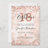 Invitation Moderne 18e anniversaire Rose de fête Gold Sparkle (Devant)