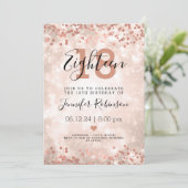Invitation Moderne 18e anniversaire Rose de fête Gold Sparkle (Debout devant)