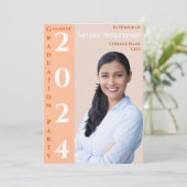 Invitation Moderne 1 Photo Personnalisable Pêche Beige Blanc (Debout devant)