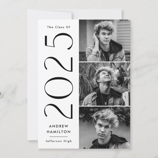 Invitation Moderne 2023 3 Photo Graduation Party (Devant)