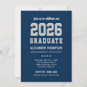 Invitation Moderne 2023 Graduate Navy Grey Graduation Party (Devant)
