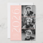 Invitation Moderne 2025 Blush 3 Photo Graduation Party (Devant)
