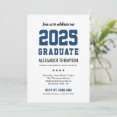 Invitation Moderne 2025 Graduate Blue Graduation Party (Debout devant)