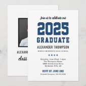 Invitation Moderne 2025 Graduate Blue Graduation Party (Devant / Derrière)