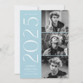 Invitation Moderne 2025 Sky Blue 3 Photo Graduation Party (Devant)