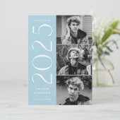Invitation Moderne 2025 Sky Blue 3 Photo Graduation Party (Debout devant)
