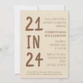Invitation Moderne 21e anniversaire 21 en 24 Anniversaire (Devant)