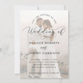 Invitation Moderne 2 Faded Photo Script Code QR Mariage Décon (Devant)