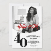 Invitation Moderne 2 Photo 40e anniversaire Blanc Noir (Devant)