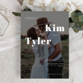 Invitation Moderne 2 photo noir et blanc typographie mariage