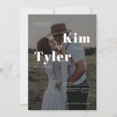 Invitation Moderne 2 photo noir et blanc typographie mariage (Devant)