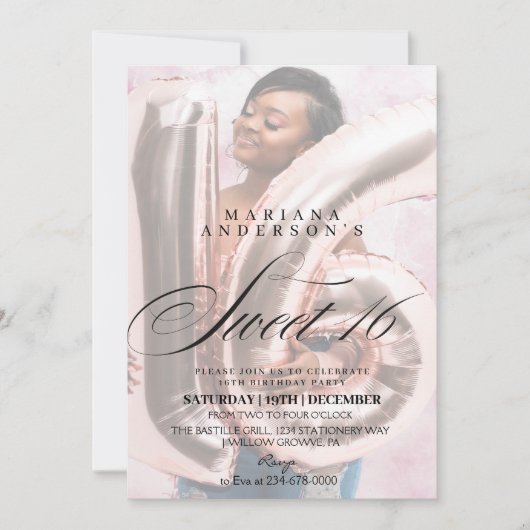 Invitation Moderne 2 Photo Sweet 16 Anniversaire (Devant)