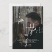 Invitation Moderne 2 photos QR CODE noms de script mariage (Devant)