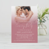 Invitation Moderne 2 Photos Script Rose Gold Mariage Soirée (Debout devant)
