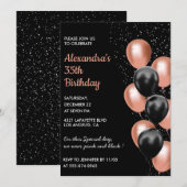 Invitation moderne 35e anniversaire Balloon Black  (Devant / Derrière)