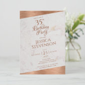 Invitation Moderne 35e anniversaire Marbre Cuivre Oblique Scr (Debout devant)