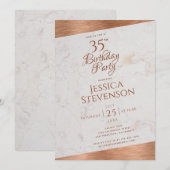Invitation Moderne 35e anniversaire Marbre Cuivre Oblique Scr (Devant / Derrière)