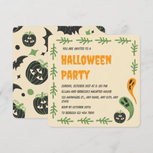 Invitation Moderne 3 Citrouille Oeil Et Fantôme Halloween Par