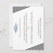 Invitation Moderne 3 Photo Black Stripes Graduation Party (Dos)