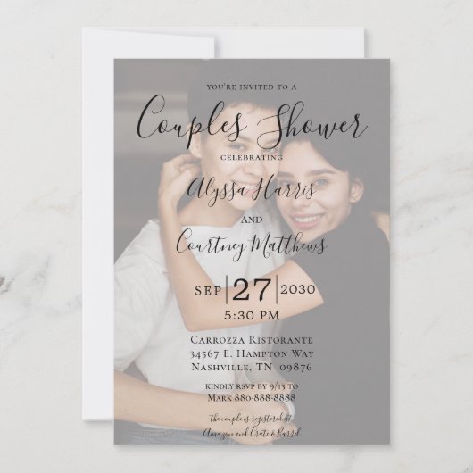 Invitation Moderne 3 Photo LGBTQ Couples Douche (Devant)