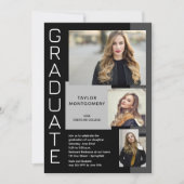 Invitation Moderne 3 photo noir Graduation (Devant)