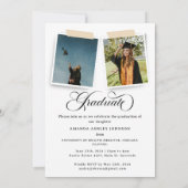 Invitation Moderne 3 Photo White Script Graduation (Dos)
