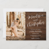 Invitation Moderne 3 photos noms bois Qr mariage (Devant)