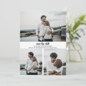 Invitation Moderne 3 Photos Personnalisées Enregistrer La Dat (Debout devant)