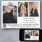 Invitation Moderne 3 Photos QR Code Modèle et Actor Comp Card