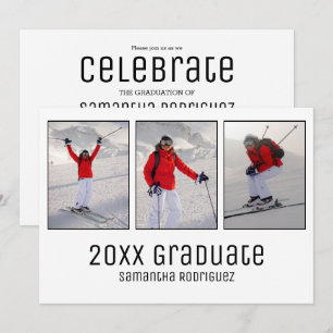 Invitation Moderne 3e année Photo White Graduation Party Invi