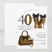 Invitation Moderne 40ème Imprimé Léopard & Guépard, Tendance  (Devant / Derrière)