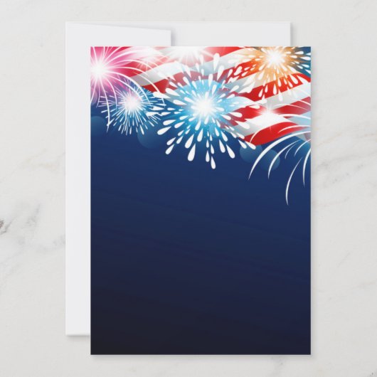 Invitation moderne 4 juillet feux d'artifice (Dos)