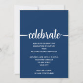 Invitation Moderne 4 Photo Collage Bleu Graduation (Dos)