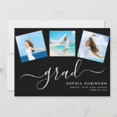 Invitation Moderne 4 photo Collage de photos Partie de gradua (Devant)
