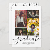 Invitation Moderne 4 Photo Collage Élégant Script Graduation (Devant / Derrière)