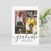 Invitation Moderne 4 Photo Collage Élégant Script Graduation (Debout devant)