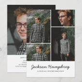 Invitation Moderne 4 Photo Collage Élégant Script Graduation (Devant / Derrière)